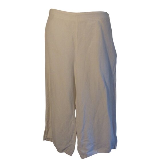 J. Jill XL XLP White Linen Blend Wide Leg Capri Pants Side Zip - Picture 1 of 3